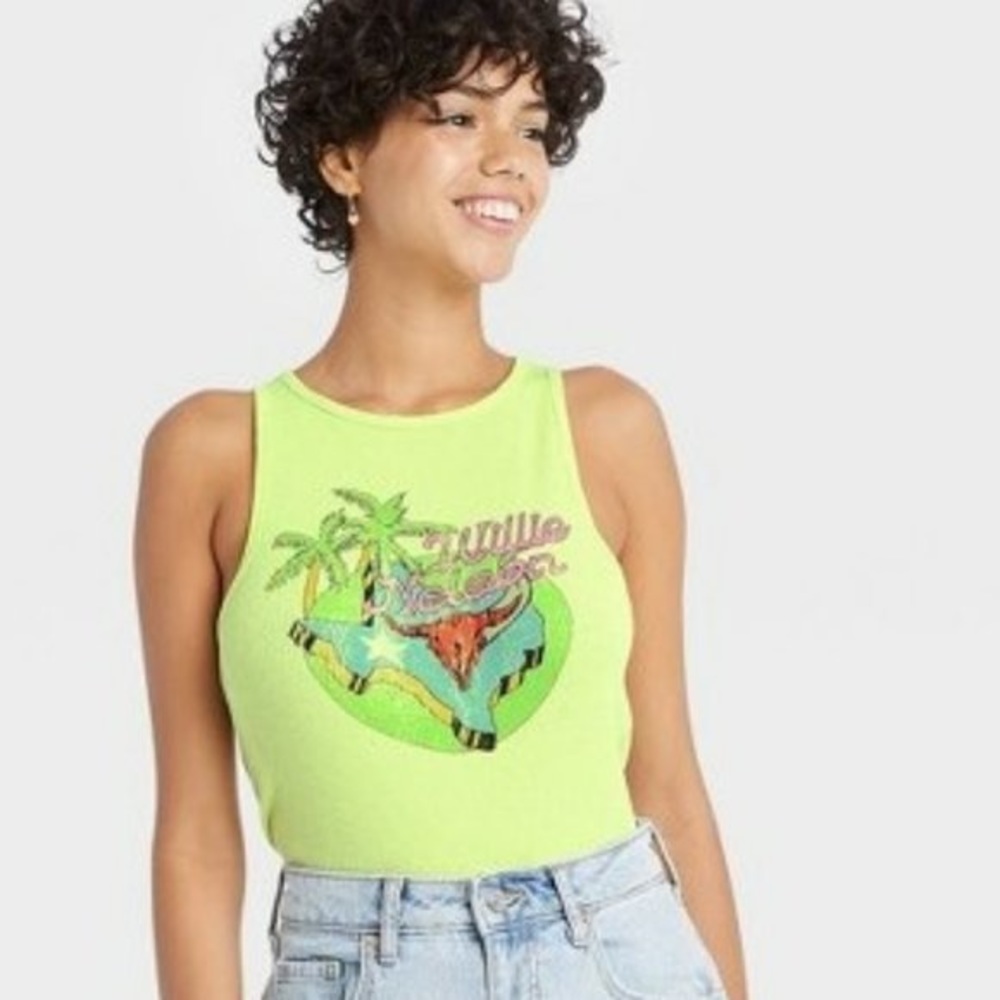 Zion Willie Nelson Green Ribbed Tank Medium Festival 420